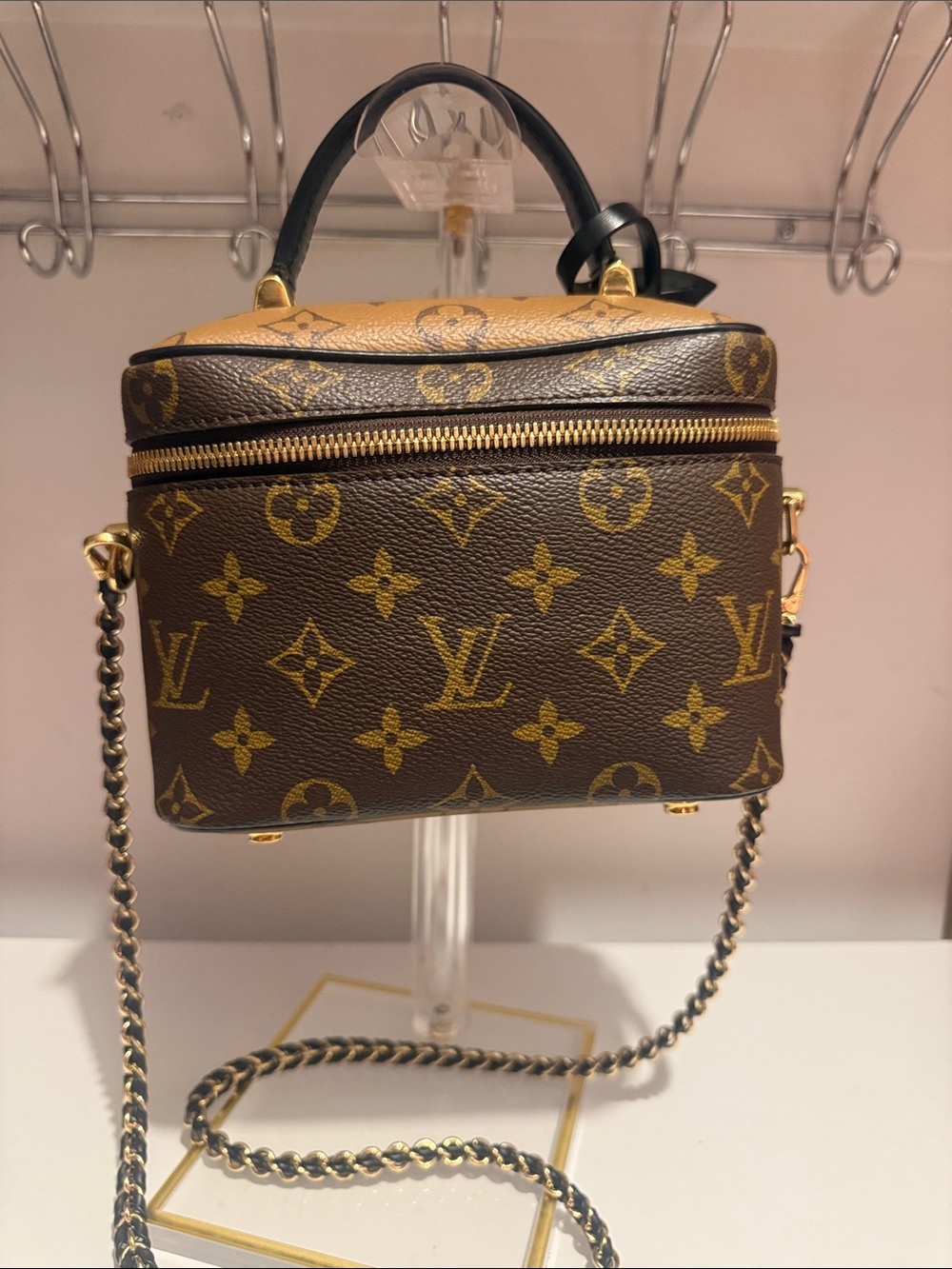 Authentic!!!  Louis Vuitton Monogram Mini Vanity Bag in Brown and Gold
